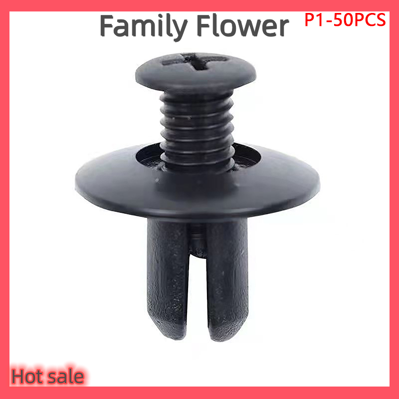 Family Flower Flash Sale 50 100PCS 8mm nhựa đinh tán ốc vít xe Bumper Fender đinh tán màu đen xe Fastener clip cho trx680 trx650