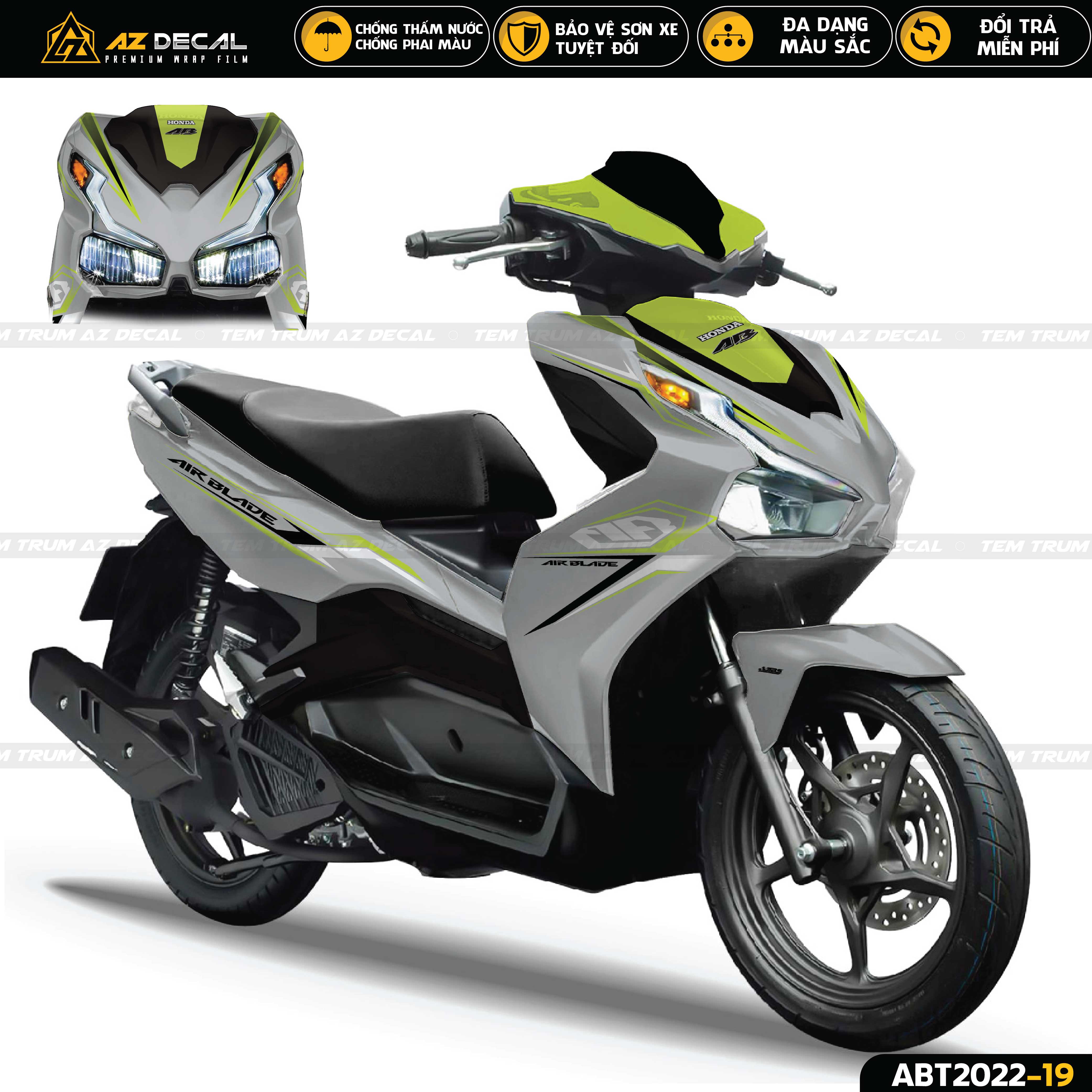 Tem Trùm Dán Xe Air Blade Phong Cách AB Cách Điệu | ABT2022-19 | Decal Dán Trùm Xe Máy AB Airblade Chống Nước, Bền Màu - Azdecal