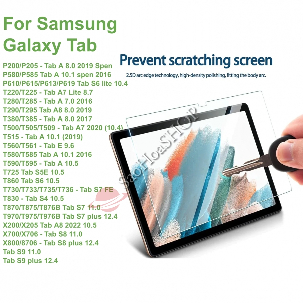 Kính cường lực máy tính bảng Samsung Tab A, Tab E, Tab S (Trong suốt) (clmtb)