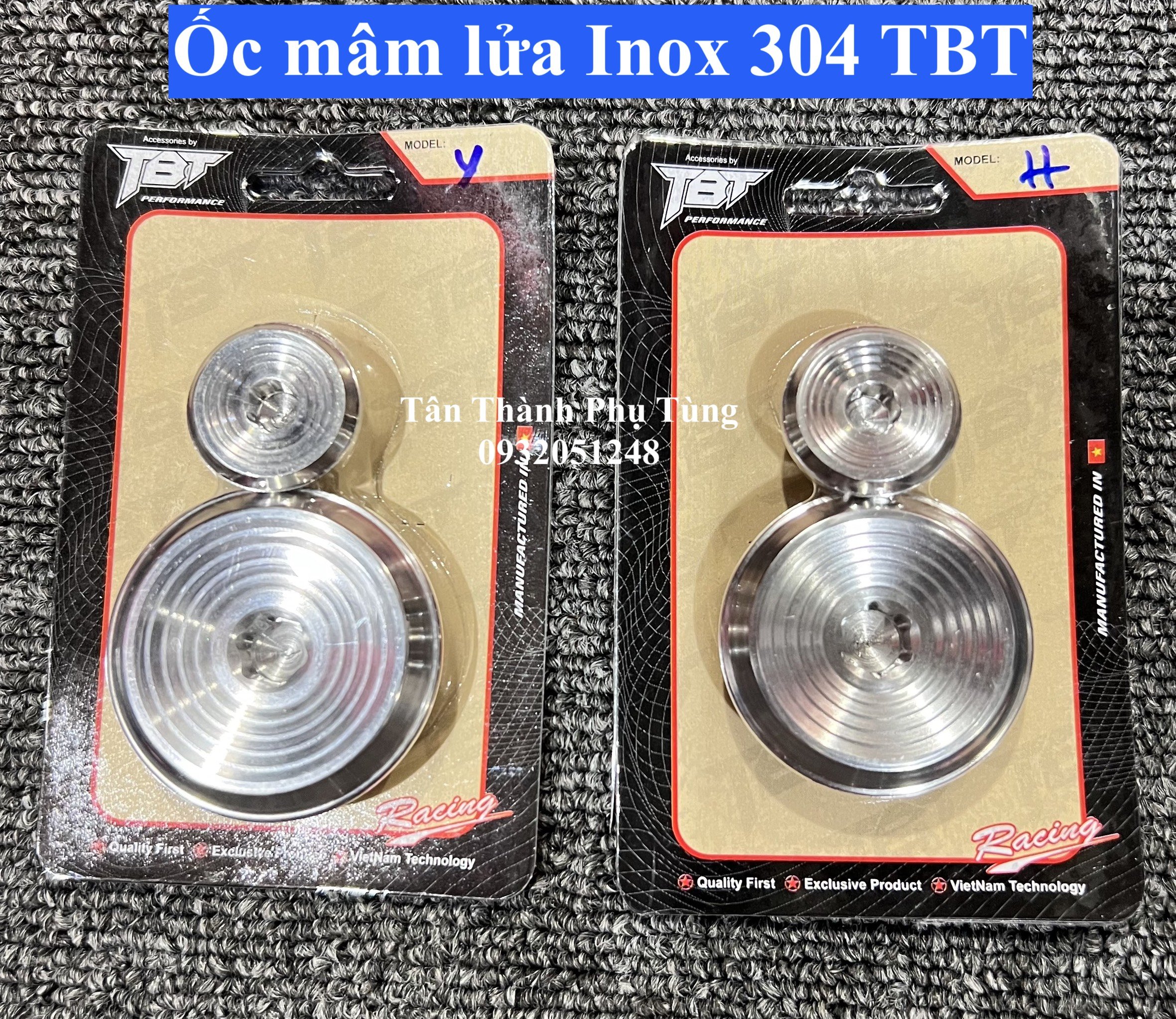 Ốc mâm lửa Inox 304 TBT Honda, Yamaha mẫu V4