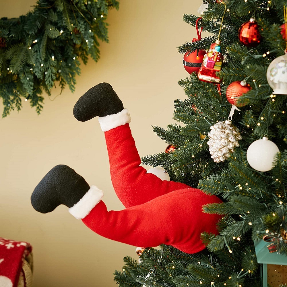Santa Claus Legs Stuffed Santa Legs Ornament for Christmas Tree Front Door Decorations