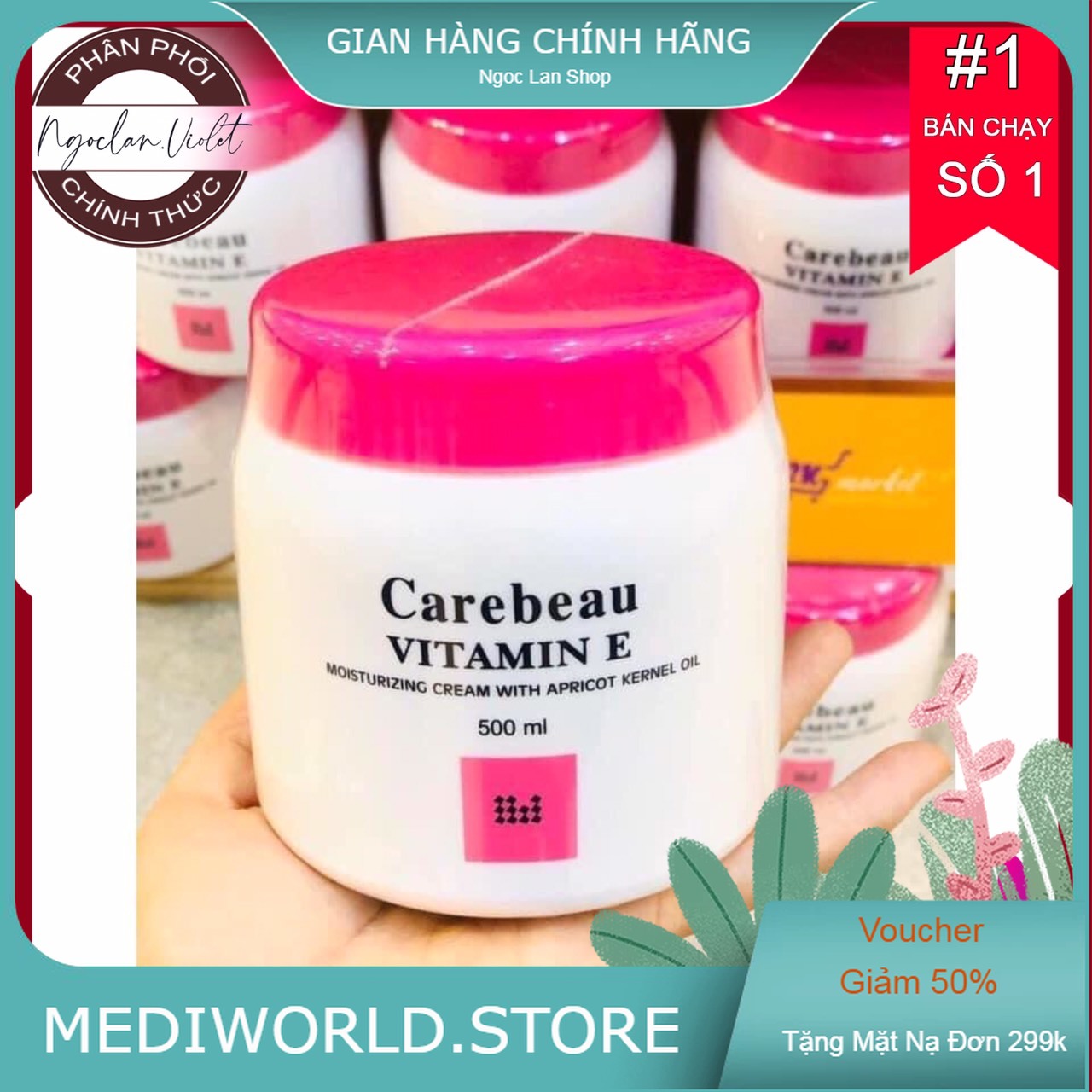 Kem dưỡng da toàn thân vitamin E Carebeau màu hồng Thái Lan, giúp cung cấp vitamin E, bổ sung độ ẩm, làm mềm da, dưỡng cho da trắng hồng một cách tự nhiên