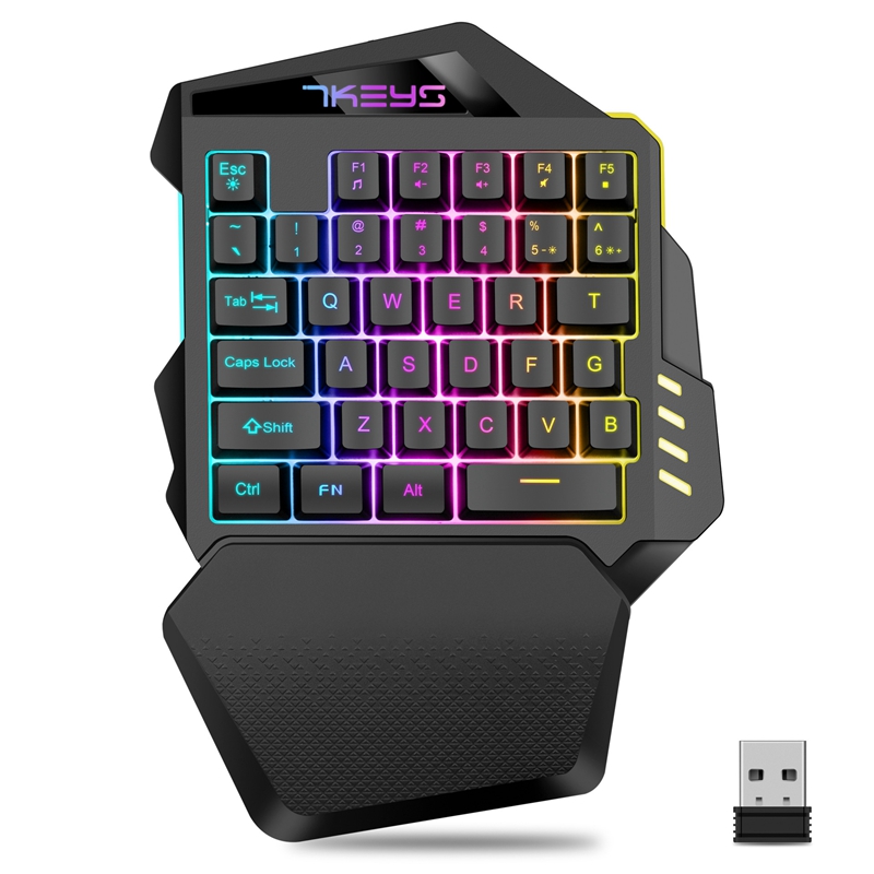  One Hand Mechanical Wireless Gaming Keyboard RGB Backlit Portable Mini Keyboard Game Controller for PC PS4 Xbox Gamer 