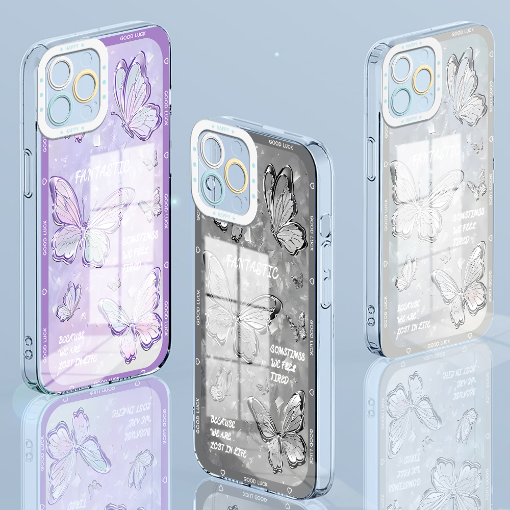 Hontinga for Infinix Zero 20 Back Cover Crystal Butterflies Camera Protection Transparent TPU Soft Phone Case. 