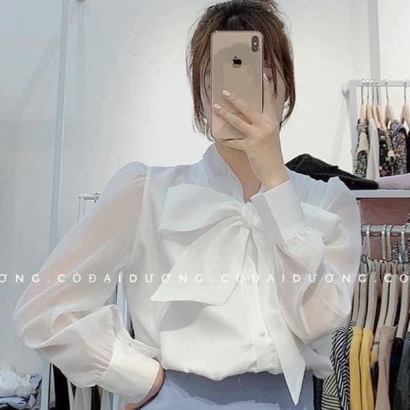 ÁO SƠ MI THẮT NƠ ĐIỆU ĐÀ, ÁO SƠ MI NỮ.