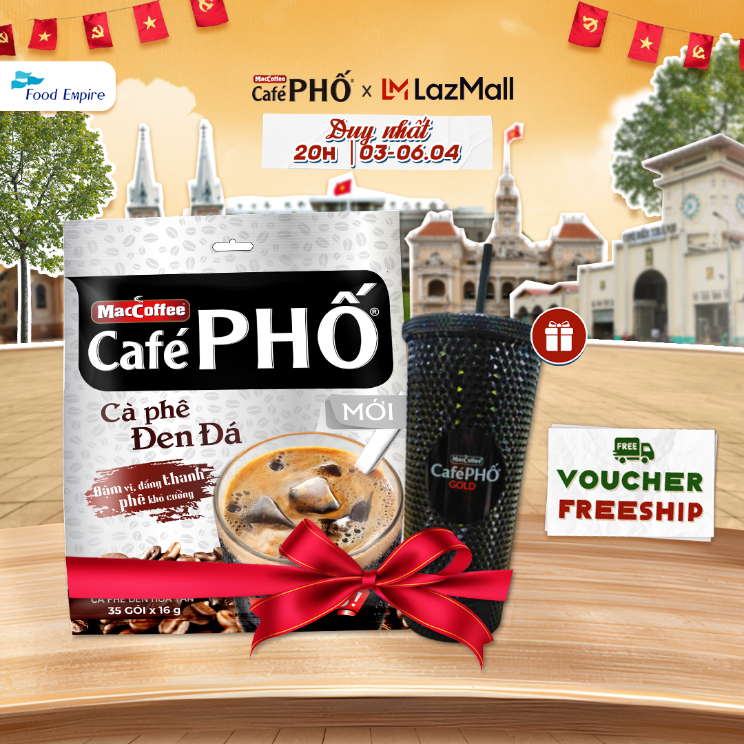 [Tặng ly Cafe Chồn] Túi cà phê Phố Đen Đá MacCoffee (560gr - 16gr x 35 gói)