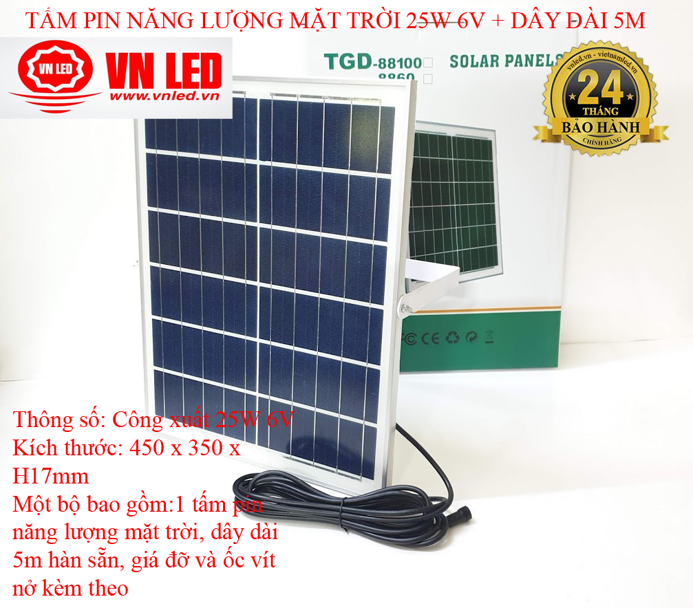 TẤM PIN NĂNG LƯỢNG MẶT TRỜI 25W 6V