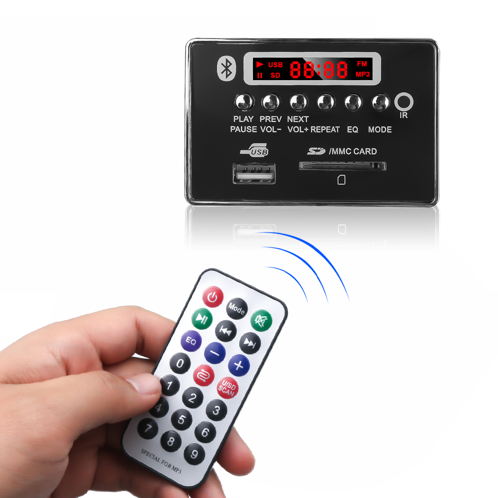 Bluetooth 5.0 mp3 player decoder decoding board module 5 v 12v car usb tf fm aux radio led with remote control