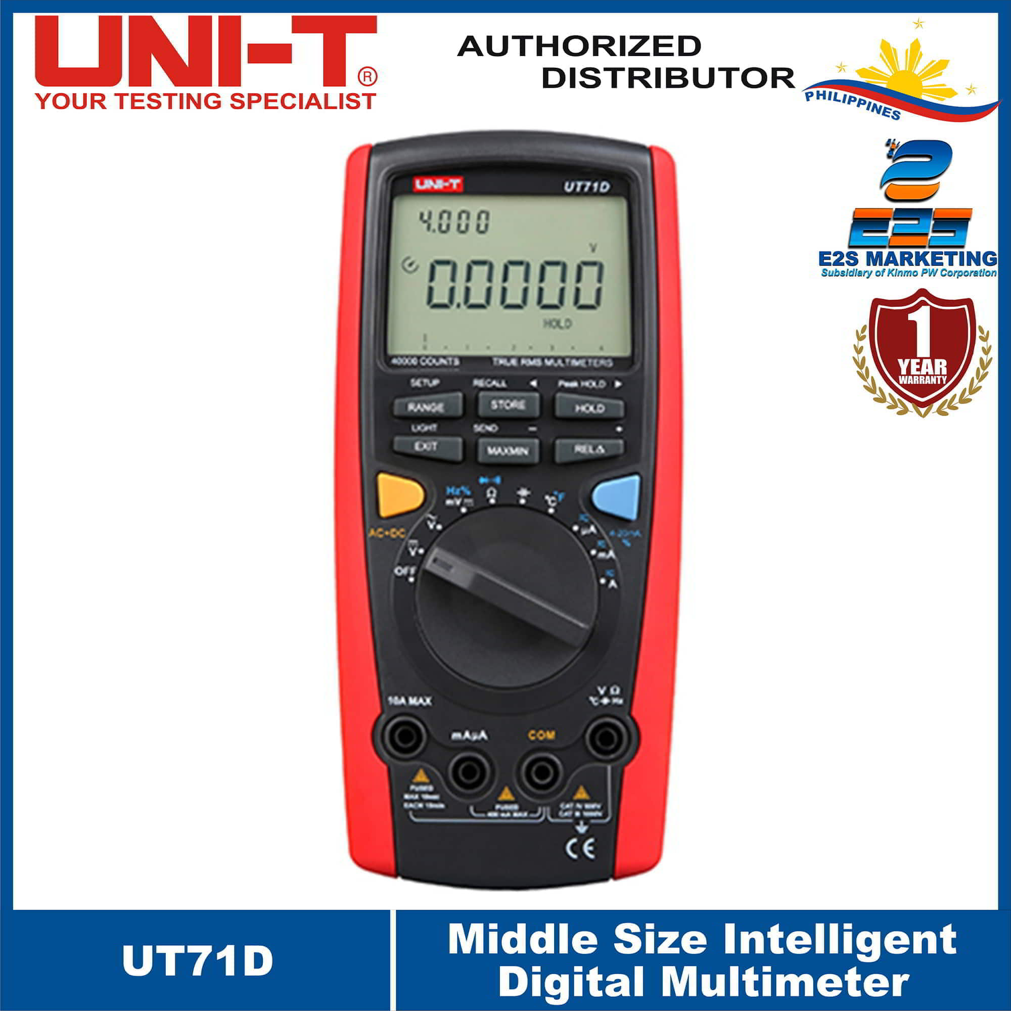 UNI-T Middle Size Intelligent Digital Multimeter UT-71E True RMS