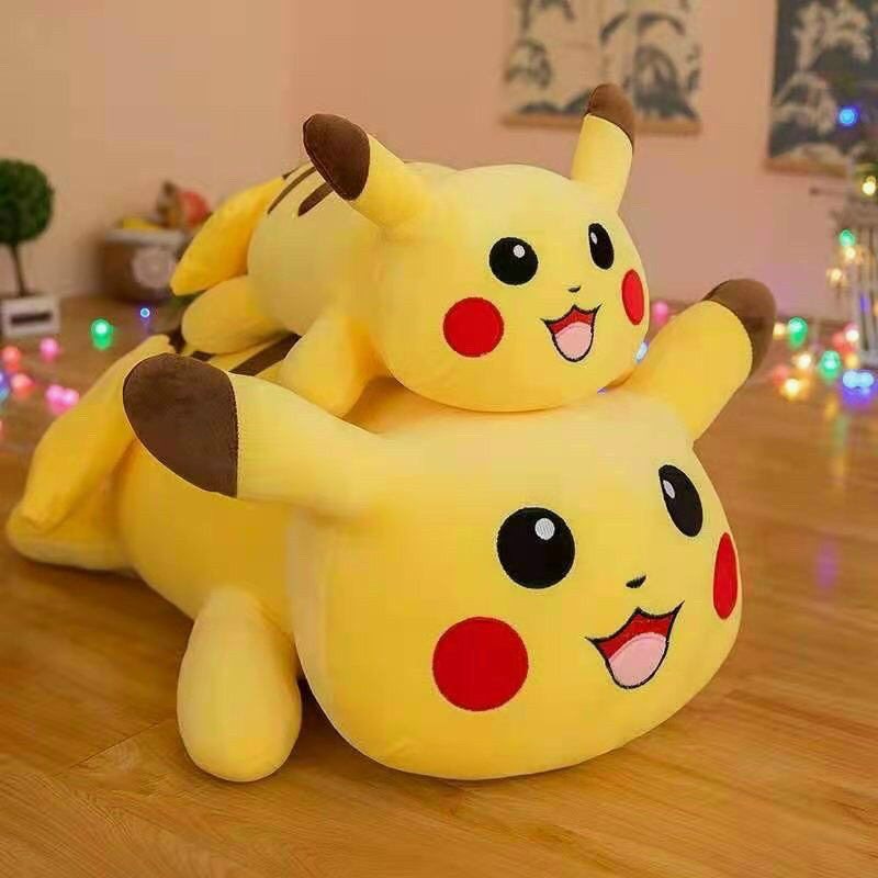 Gối Ôm PICACHU, Gối Ôm Gấu Bông Hình Thú Siêu Dễ Thương, Thú nhồi bông gối ôm pikachu cao cấp vải nhung co giãn 4 chiều