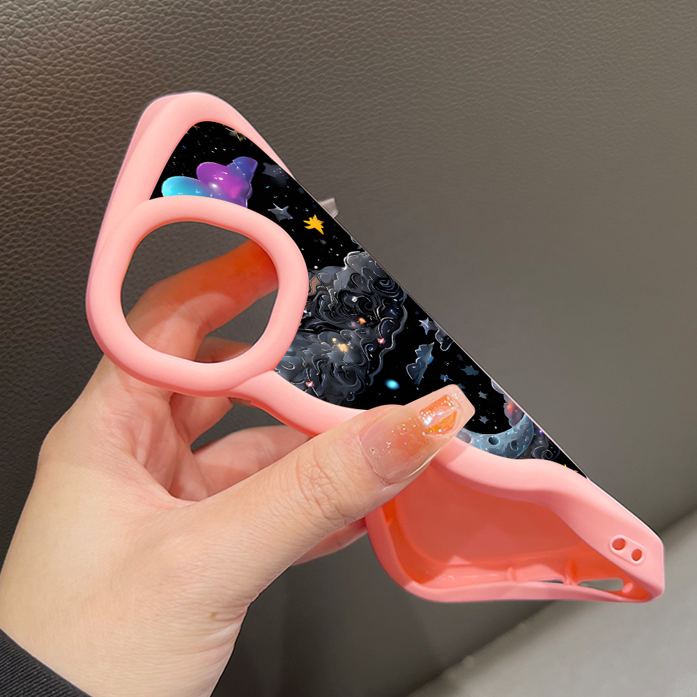 AMORVOR for OPPO A1K Realme C2 Back Cover Colorful Black Cloud Pattern Luxury Phone Case Macaron Wave Soft Silicone Mobile Cover. 