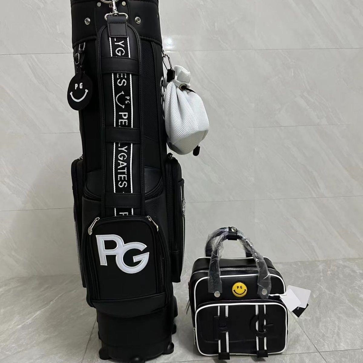 ✠ PEARLY GATES golf bag 23 spring female letter one-shoulder oblique bag  two-wheel smiling face pull wheel bag