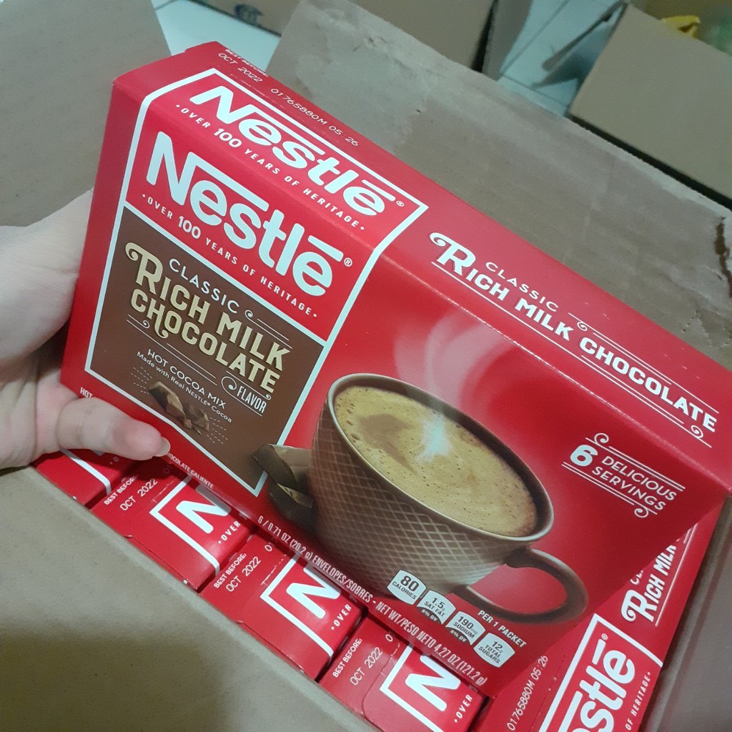 Bột Cacao hòa tan Nestle Classic Rich Milk Chocolate hộp 121.2gr 20.2g x 6 thumbnail