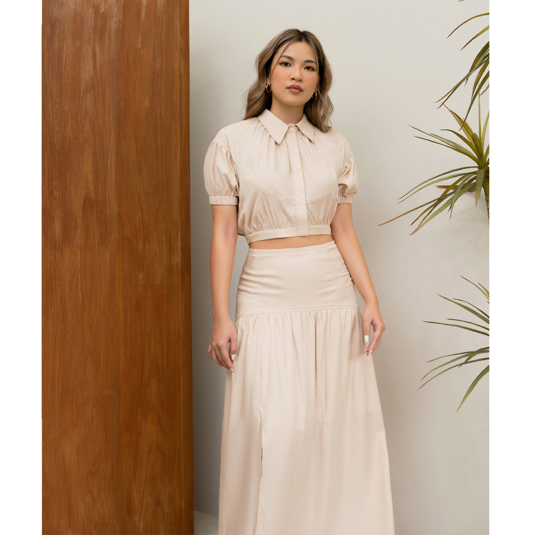 Des Fleurs - Áo Beverly Button-up Cropped top
