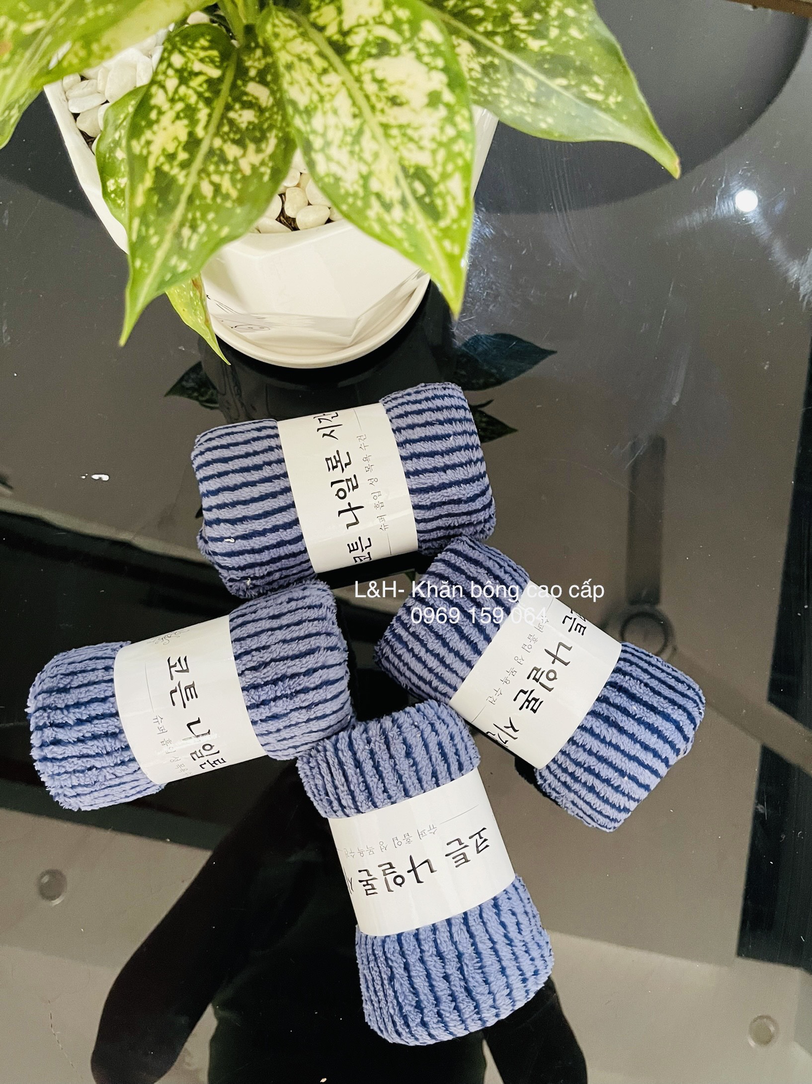 Khăn mặt lông cừu, kẻ tăm Nổi, KT 30x50cm