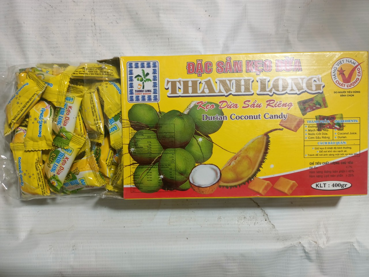 Kẹo Dừa Sầu Riêng Thanh Long 400gr