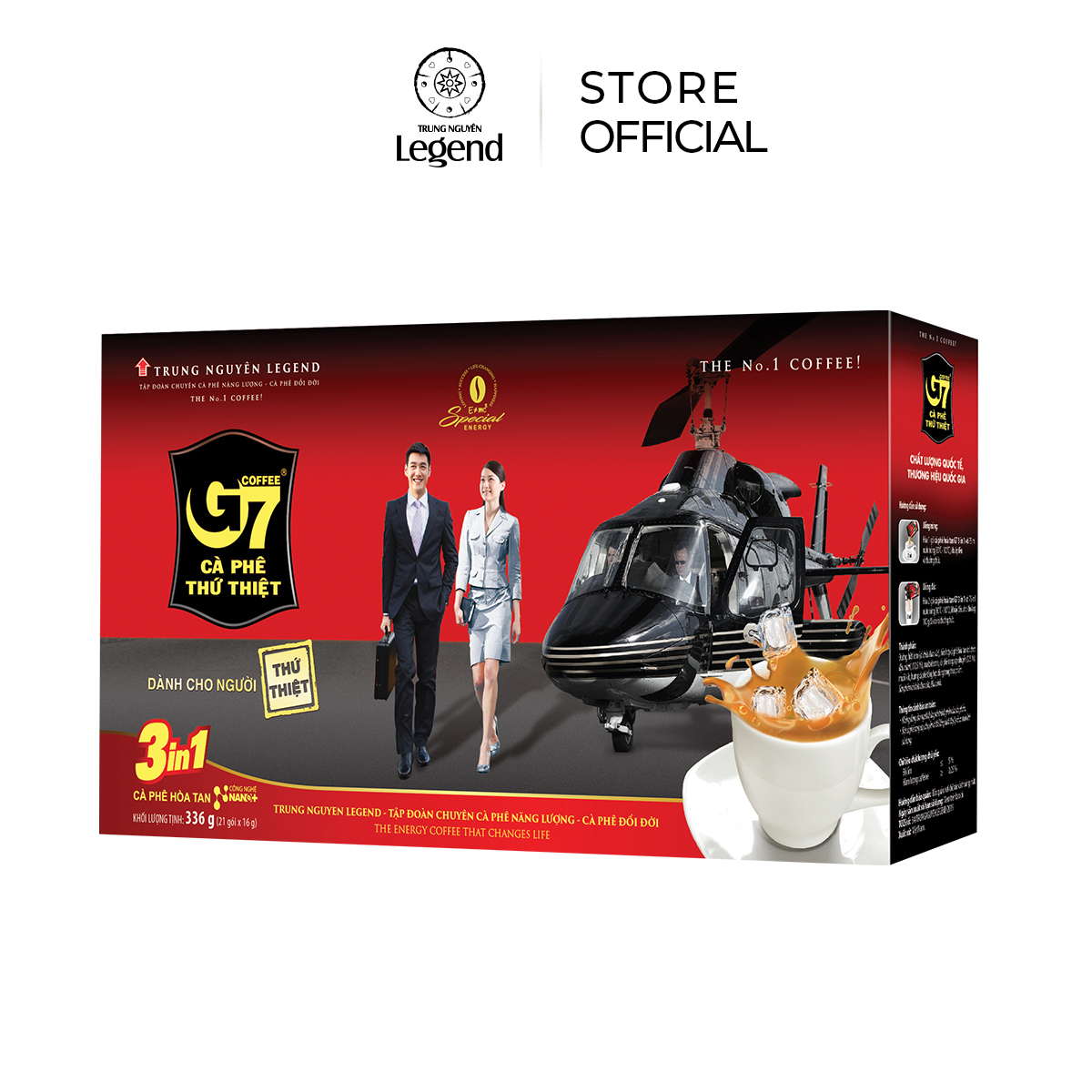 Trung Nguyen Legend Instant Coffee G7 3in1 - Box of 21 Packs - Convenient, Harmonizes Vietnamese Flavors