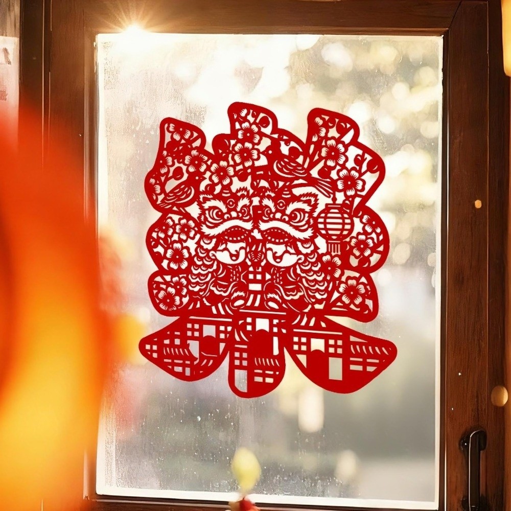 Traditional Horse Blessing Design Window Flowers Stickers Self-Adhesive ...