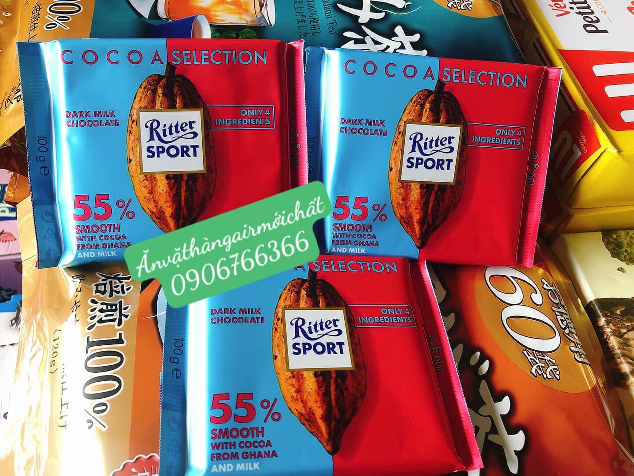 [DATE MỚI 11/2026]Socola Đức Ritter Sport Đủ Vị Thanh 100 Gram