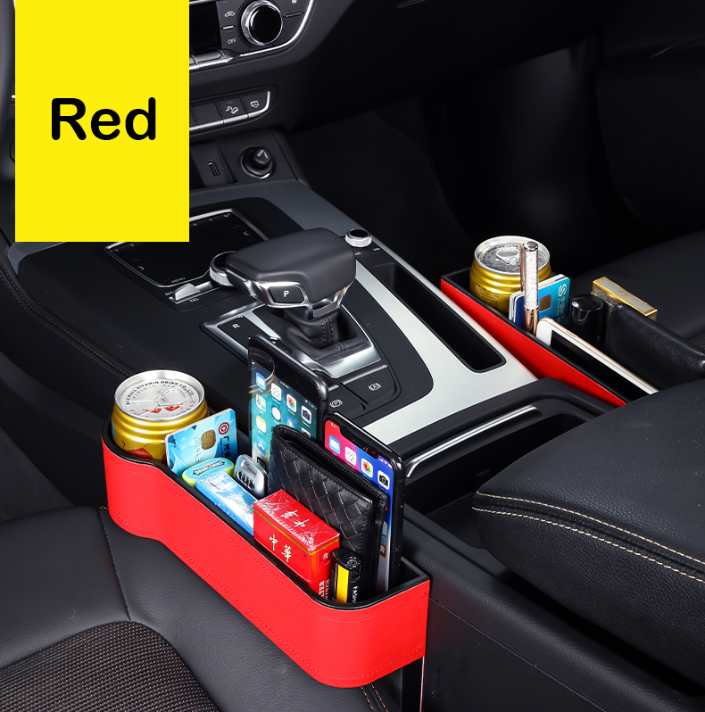 APLVFFZH Car Seat Side Pocket Organizer Storage Bag PU Leather Interior Decoration Metal Clips Cup Holder For Wallet Travel Drink