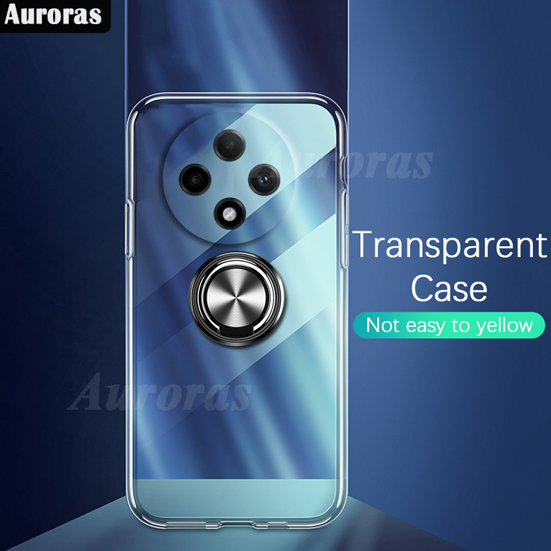 For OPPO F27 Pro Phone Case Ring Ultra Thin HD Clear Transparent Car Kickstand Bracket Soft Air Cushion Armor Cover for OPPO F27 Pro+ Cover Casing HP.