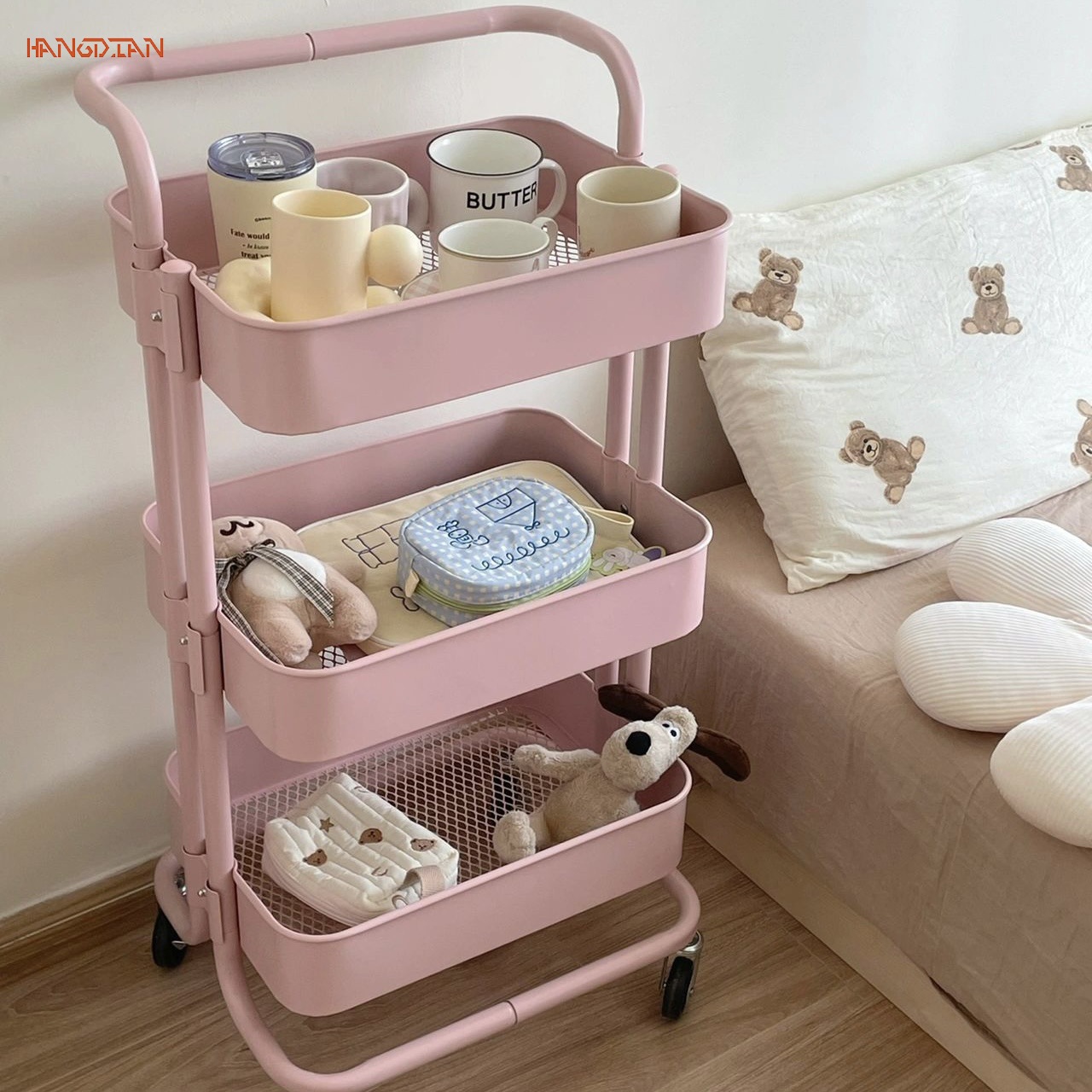 Small trolley, multifunctional toys, snacks, storage rack, floor trolley, storage shelf, bathroom multi-layer finishing shelf