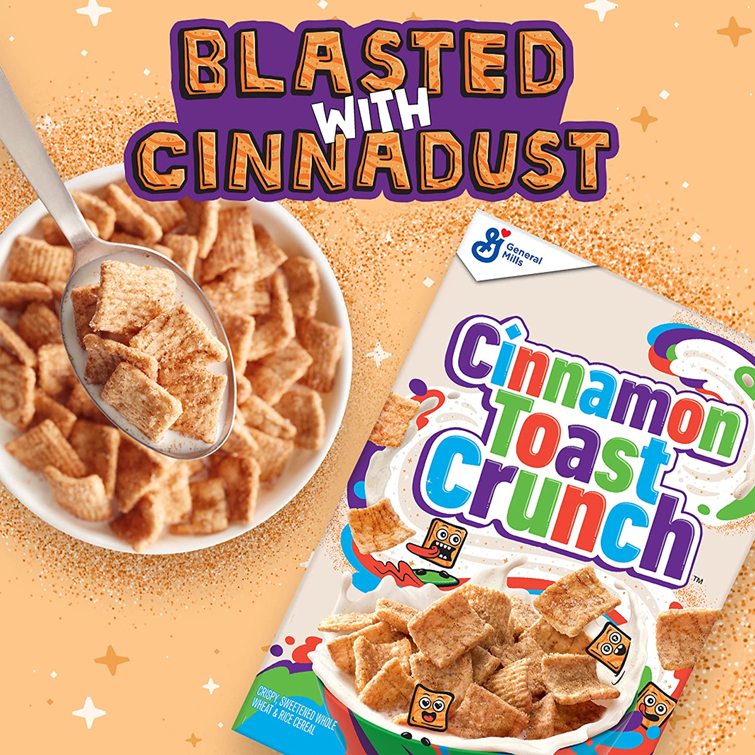 Bánh ngũ cốc vị quế Cinnamon Toast Crunch, Breakfast Cereal, Cinnamon Sugar Square (340g)
