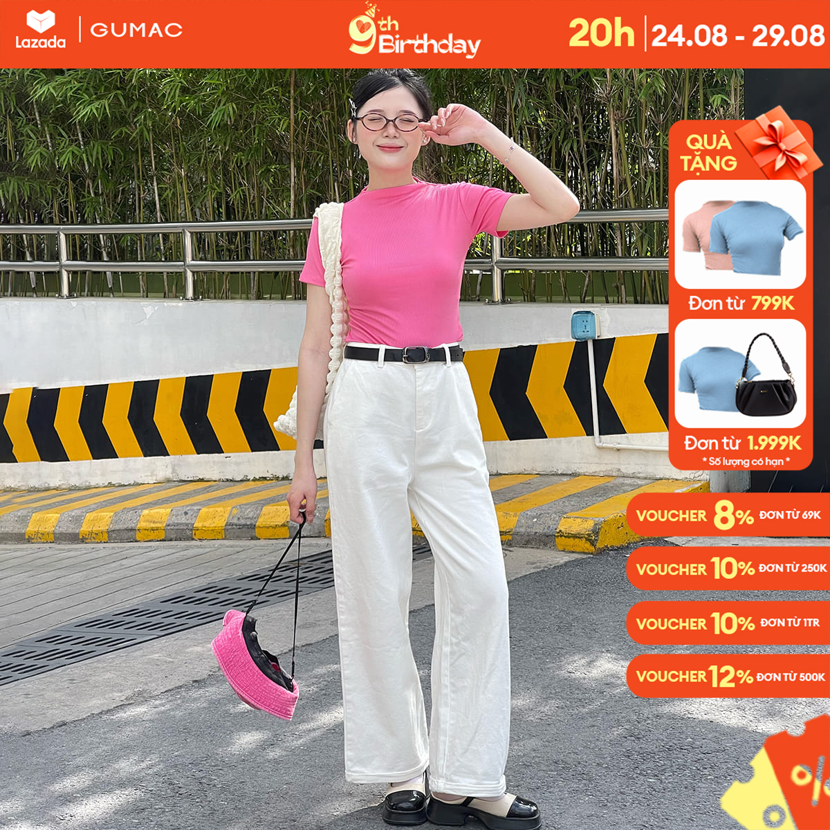 Quần jeans ống rộng thời trang gumac yqje04005