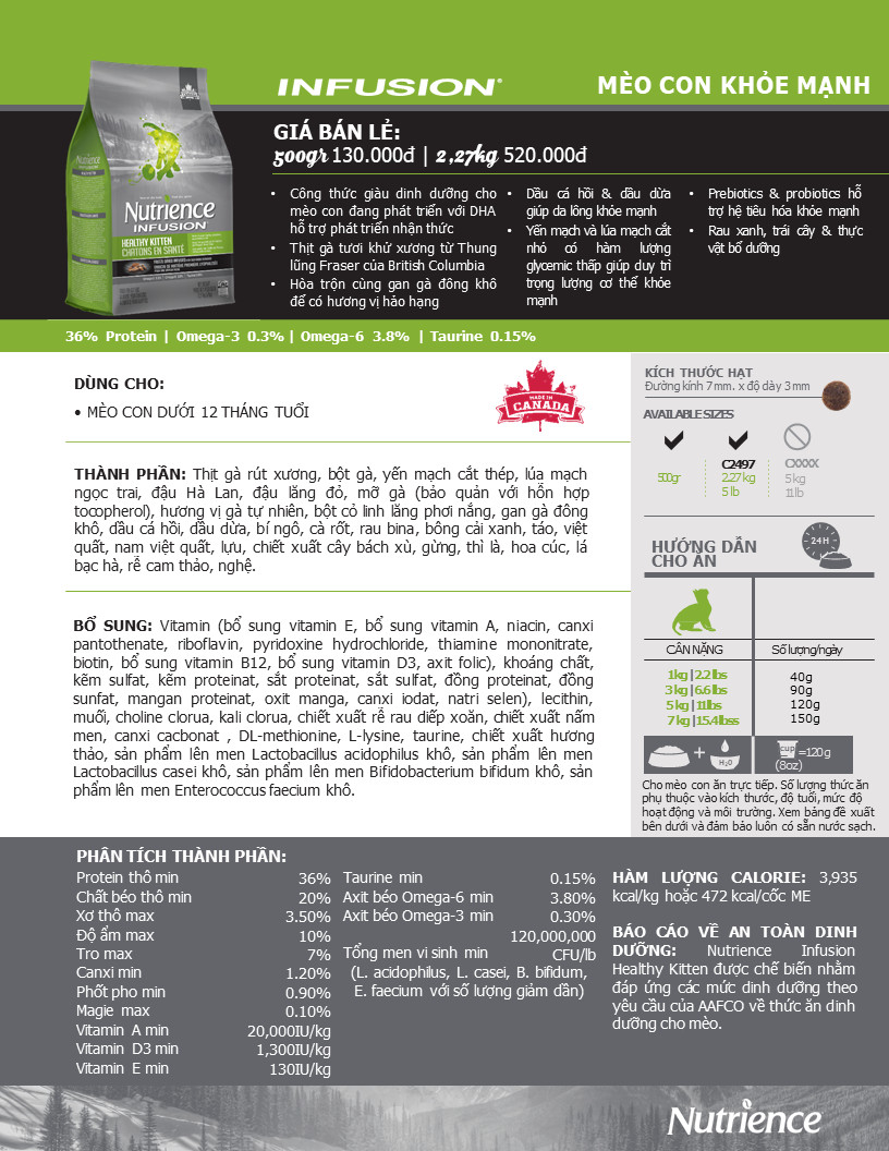 [Chiết 500g] Hạt Cho Mèo Con NUTRIENCE INFUSION Có Men Tiêu Hóa - [Nông Trại Thú Cưng]