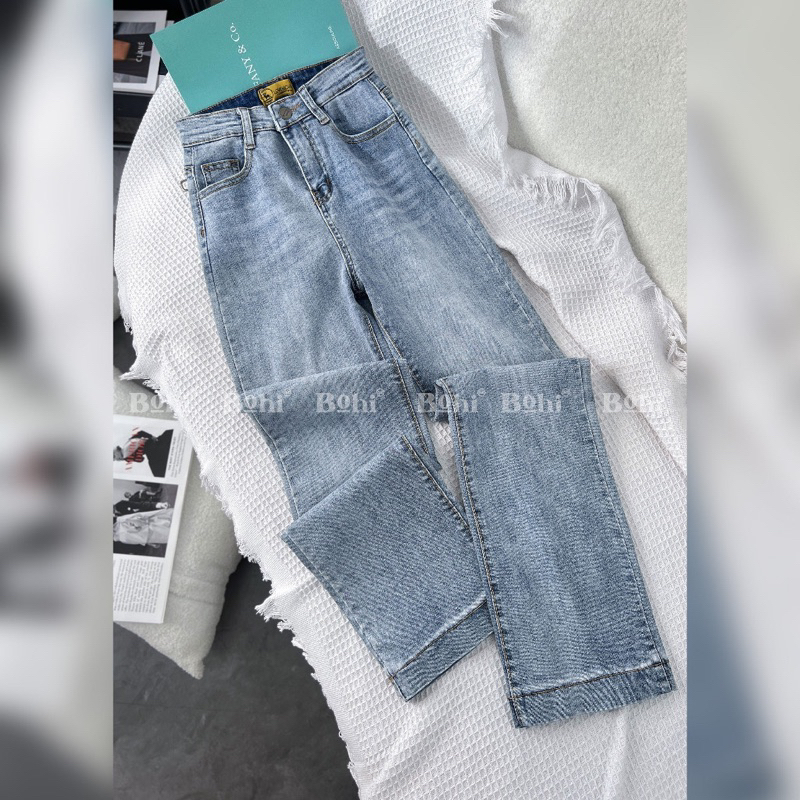 KCS⭐ Baggy Jeans Ống Đứng Co Giãn Trơn🔉