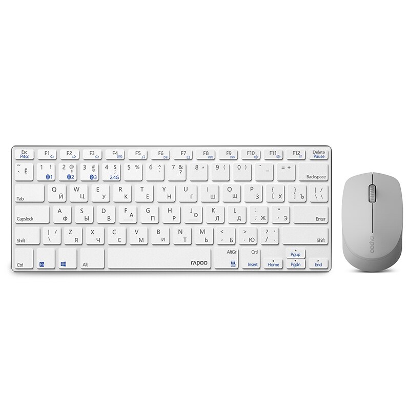 Rapoo 9000M Mini Multi-Mode Silent Wireless Alloy Base Keyboard Optical Mouse Combo Connect To 3 Devices English/N Layout