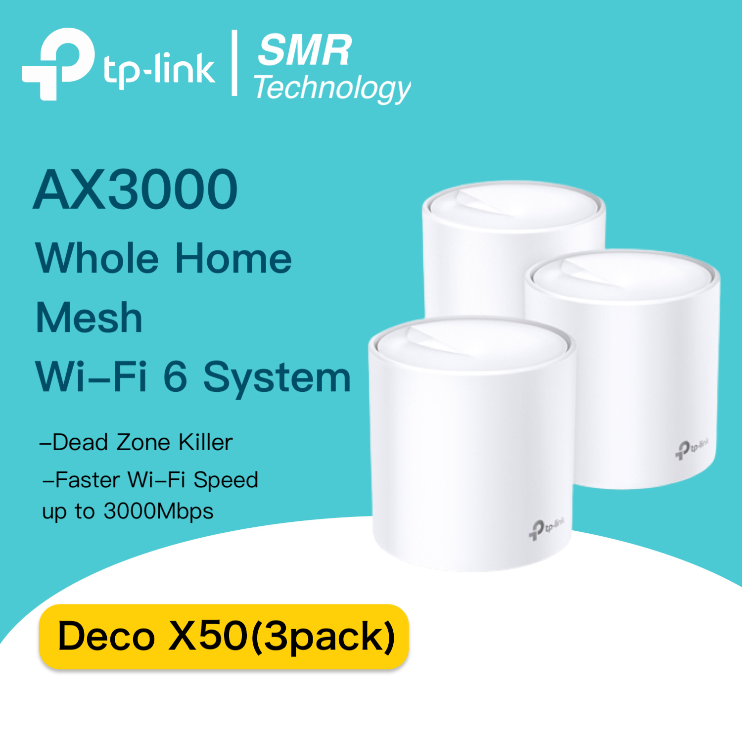 NEW ARRIVAL) TP-Link Deco X50 (3-Pack) AX3000 AI-Driven Mesh Dual