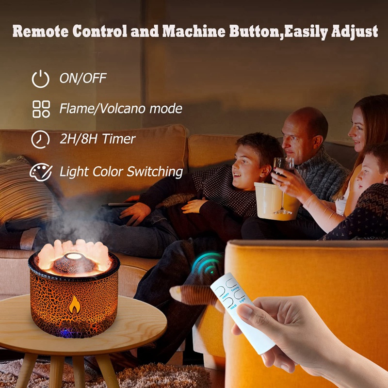 1 PCS Essential Oil Black Plastic Simulation Humidifier for Volcano Diffusers 360ML Unique Flame and for Volcano 2 Mist Mode Humidifiers