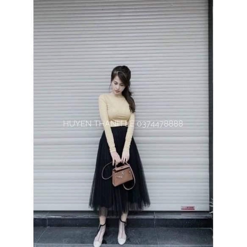 SIÊU PHẨM CHÂN VÁY XẾP LY DÀI VOAN LƯỚI