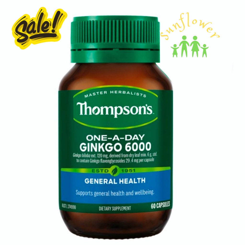 Bổ não Thompson ’s Ginkgo 6000mg 60 viên của Úc tuần hoàn máu não