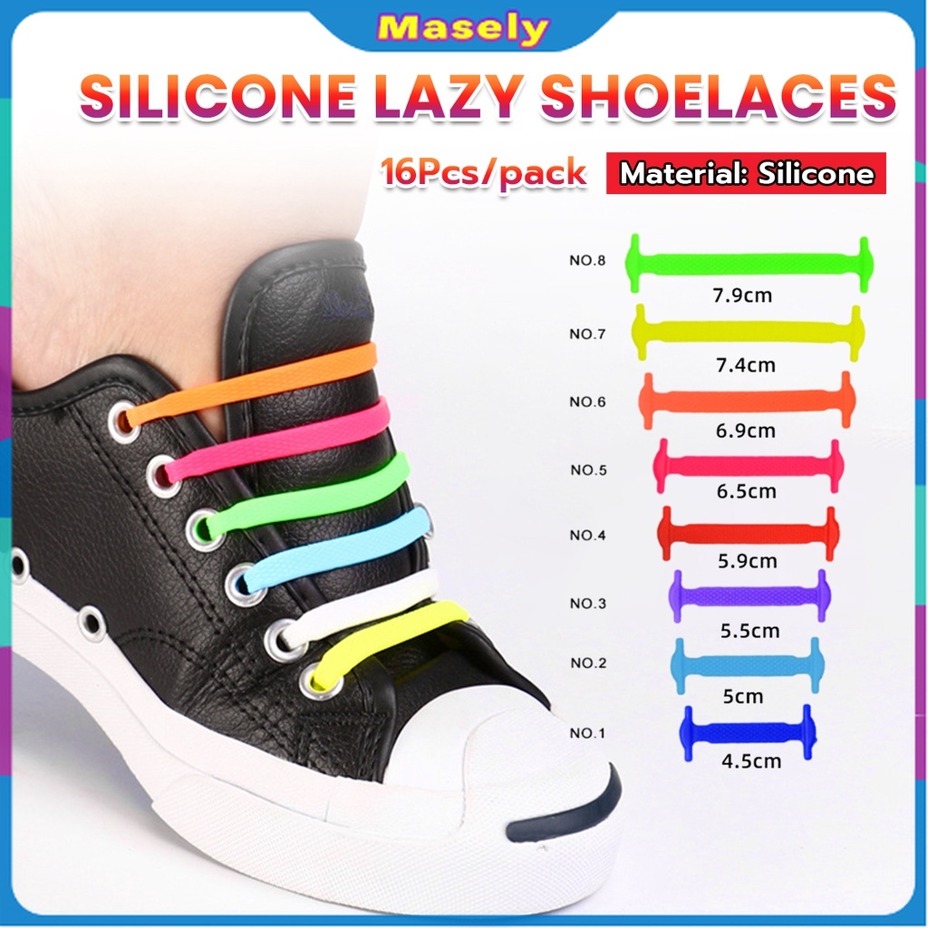 12pcs Stretch Silicone Shoelaces No Tie Elastic Laces Sneakers Laz Shoes  Rubber