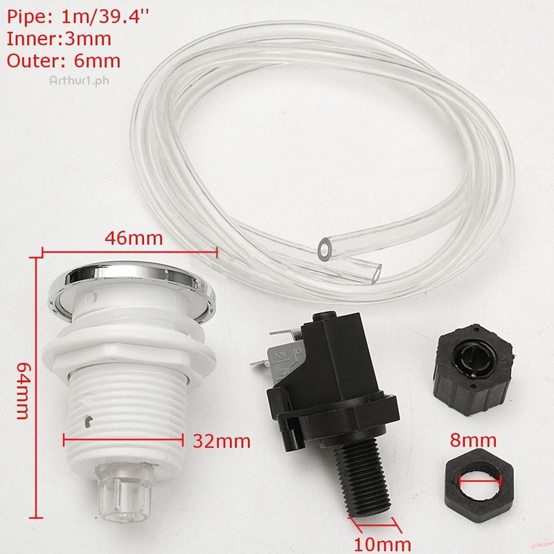 【Exclusive】 16A On Off Push Air Button Switch Whirlpool Jet Tool Set Bath Spa Tubing Kit. 