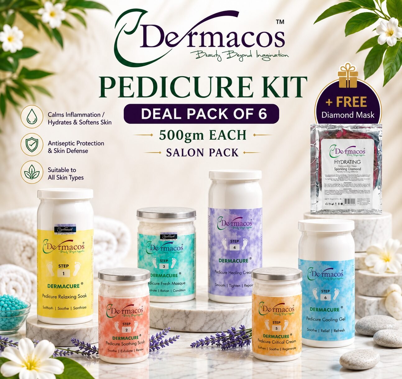 Pedicure%20Kit%20(500ml%20Each)%20Salon%20Pack%20Pack%20of%206%20+%20Diamond%20Mask%20%7C%20Multi-Step%20Facial%20Care%20%7C%20500ml%20each,%20Pack%20of%206%20+%20Diamond%20Mask%20-%20Image%202