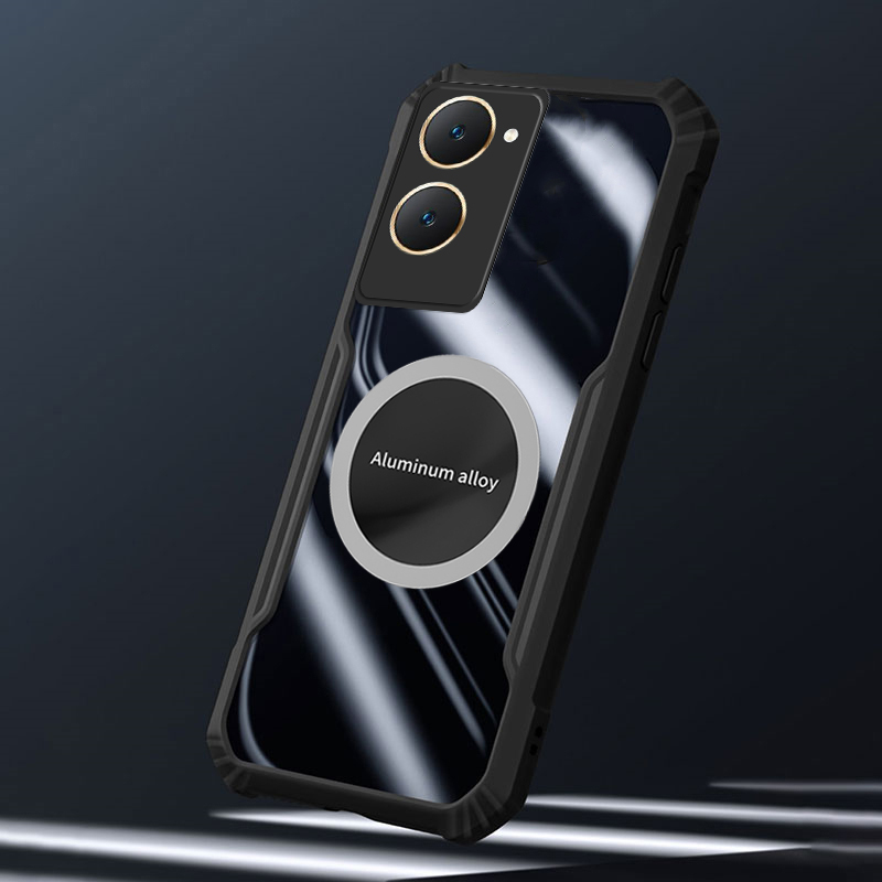 For Vivo Y18 Y38 Y28 Y03 Y18S Y100 Y200 Y17S Y15 Y15S Y15A Case Hard Clear Transparent Shockproof Car Holder Adsorb Hollow Out Ring Cover Vivo Y27 Y36 Y03 Y18 Y28 Y38 Y03 Y17 Y19 Y22 Y22S Y21 Y21S Back cover Phone cases.