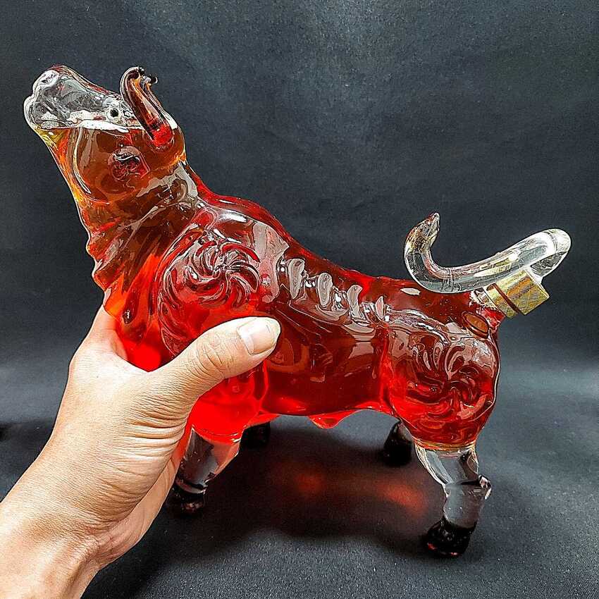 Glass bottle 1000ml – Head up BULL design - 1 bottle (E5 pattern) – 주병 - 술병
