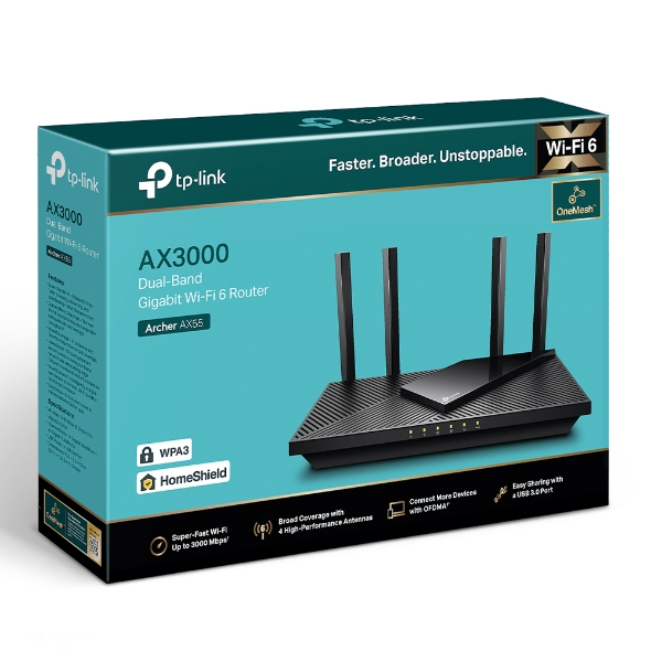 Bộ Phát Wifi TP-Link Archer AX55 Chuẩn Wifi 6 AX3000