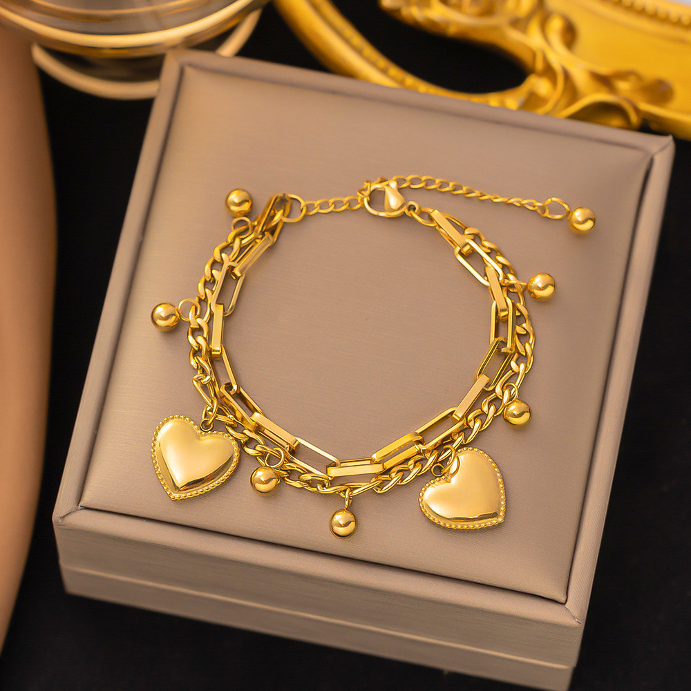 Retro%2018K%20Gold%20Metal%20Plated%20Titanium%20Steel%20Double%20Heart%20Bracelets%20Hypoallergenic%20Fashion%20Jewelry%20Accessories%20Gifts%20for%20Gf%20-%20Image%204