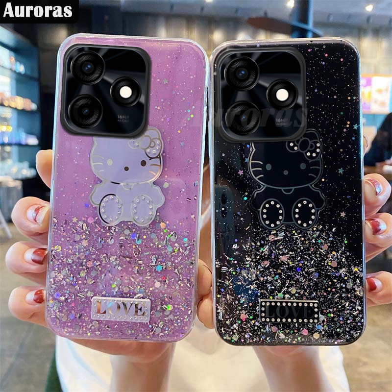 For Tecno Spark Go 2024 2023 2022 Phone case Sparkling Star Shell Kitty Cartoon Cute Soft Silicone Anti Drop for Tecno Spark Go 2023 2022 2024 Back Cover