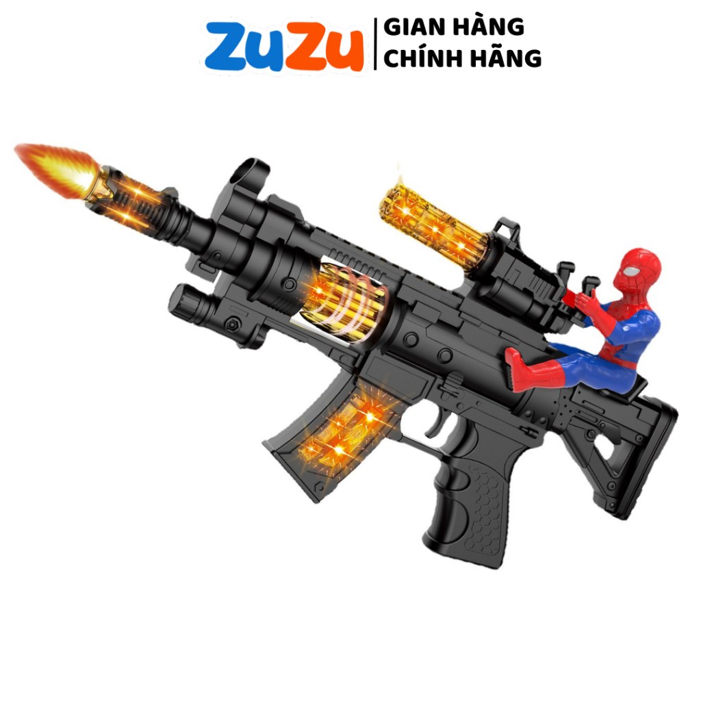 Súng người nhện spiderman rung lắc cực mạnh, súng pin đồ chơi trẻ em có nhạc đèn, đồ chơi cho bé trai