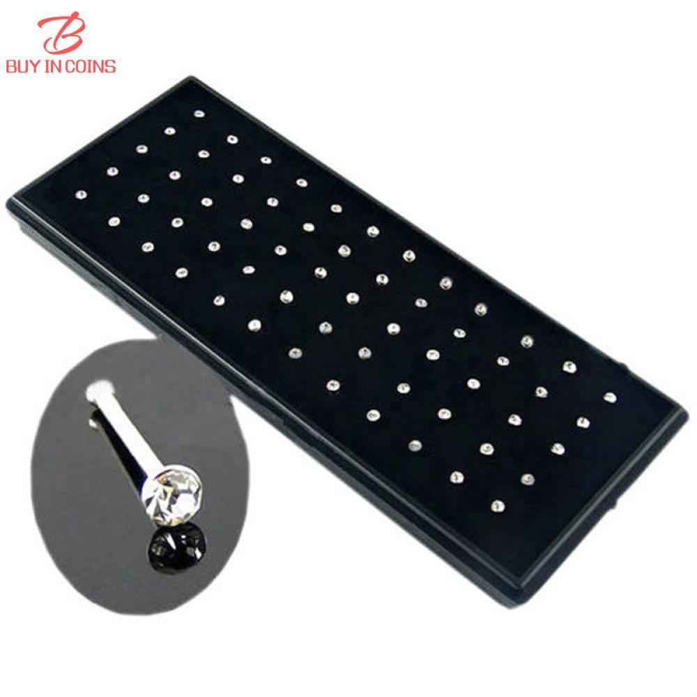 60 Pcs Pha Lê Rhinestone Khuyên Mũi Miếng Gắn Hình Xương Xỏ Khuyên Đồ Trang Sức