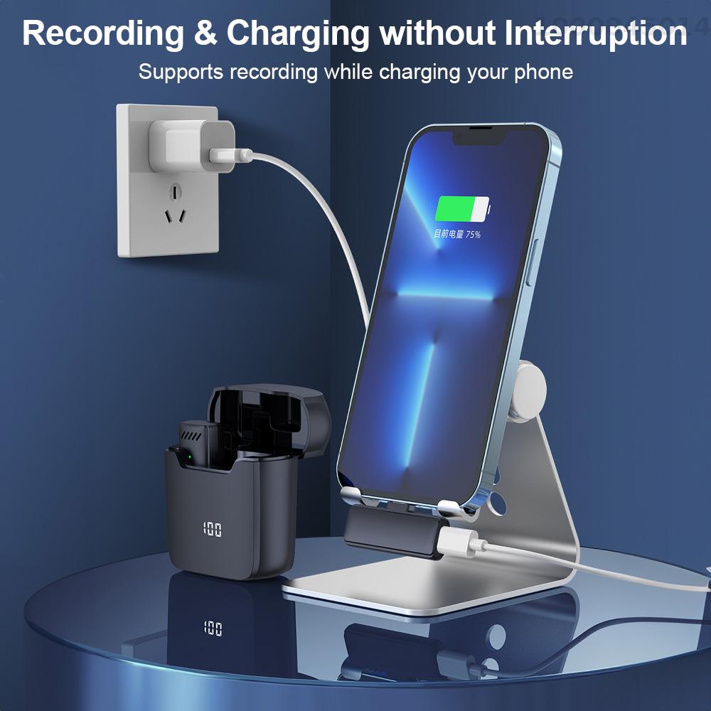 Mini Micro dây chuyền Không Dây Cho Điện Thoại Di Động 360 ° Đa Hướng Micro cài ve áo giảm tiếng ồn Tương Thích Với Loại-C điện thoại thông minh Android Máy Tính Bảng Cho Youtube Facebook phát trực tiếp ghi video Vlog Phỏng Vấn Trực Tuyến Lớp Học