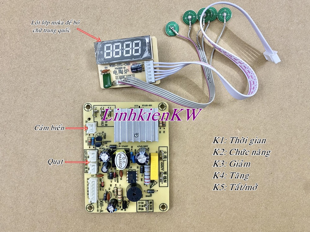 Bo mạch bếp hồng ngoại đa năng cảm ứng d68-a. mới.