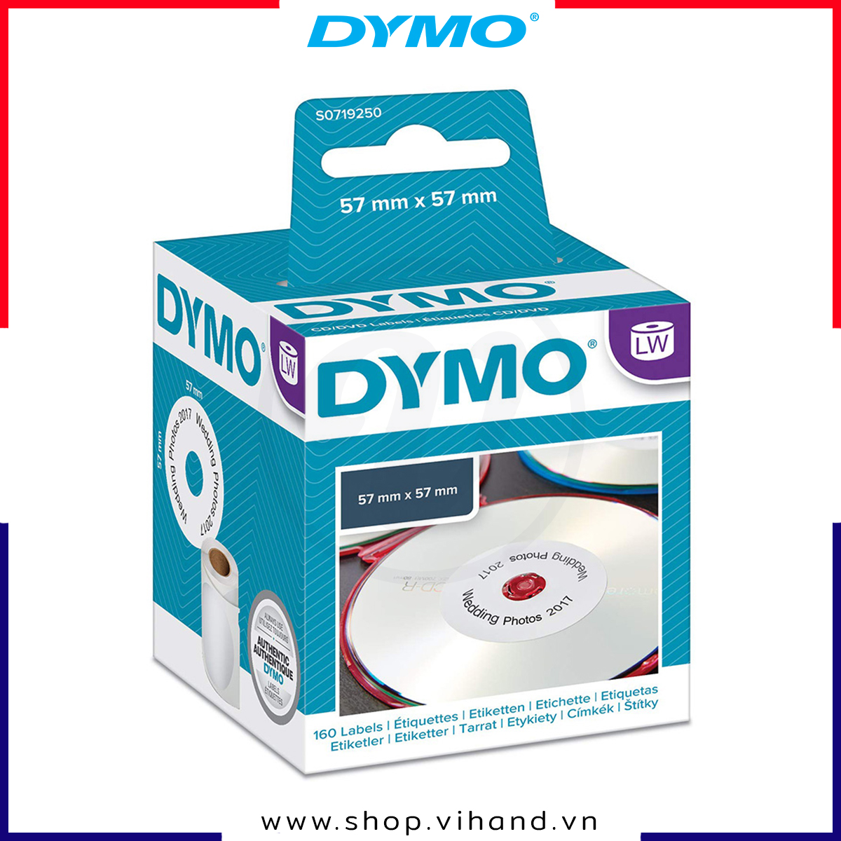HCMTem dán in Đĩa CD Dymo LW giấy 57 x 57mm 160 Cuộn