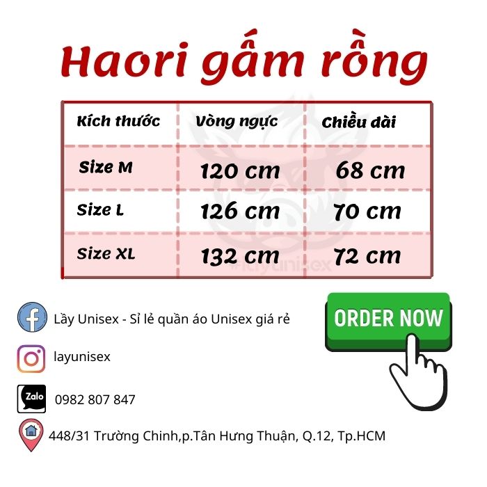 [HCM]o Haori Kimono Phối Gấm Rồng Đỏ