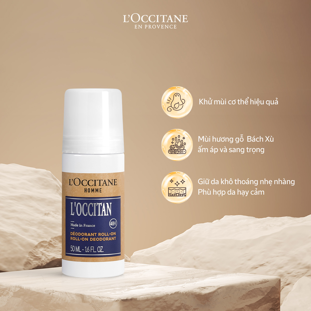 Lăn Khử Mùi Hương Gỗ Bách Xù L'OCCITANE Roll-On Deodorant 50ml
